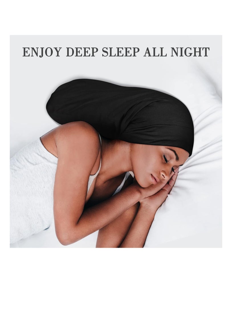 Fittia - Large Satin Bonnet for Men Sleeping: Loc Cap Dreadlocks for Curly Braids Wave, Silky for Frizzy Hair Smooth, Adjustable No Slip Black - Image 1