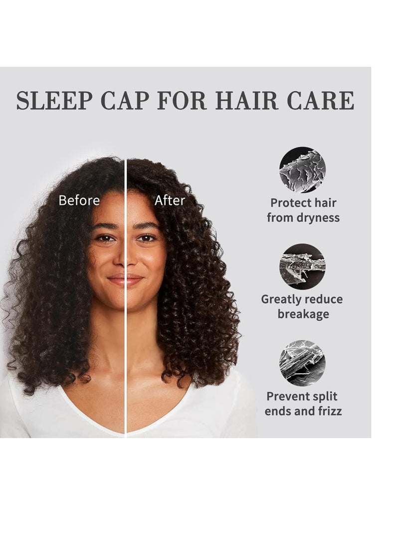 Fittia - Large Satin Bonnet for Men Sleeping: Loc Cap Dreadlocks for Curly Braids Wave, Silky for Frizzy Hair Smooth, Adjustable No Slip Black - Image 1