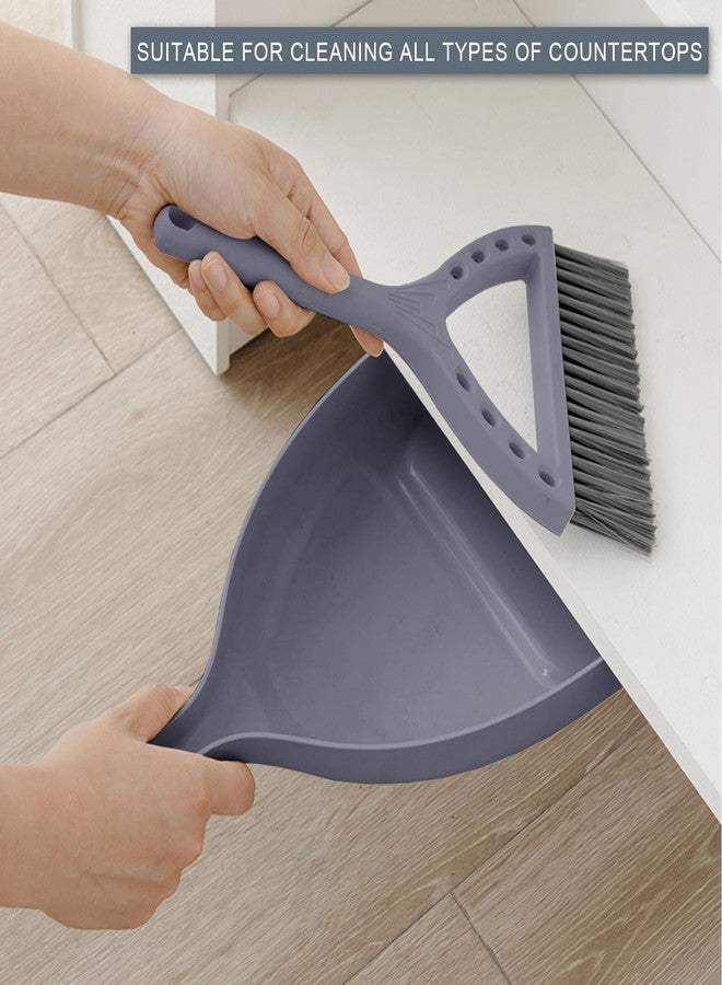 BSMstone Mini Broom and Dustpan Set Small Dust pan and Brush Set Perfect for Desk Office Camping Dorm RV Essentials (Blue Gray) - Image 3