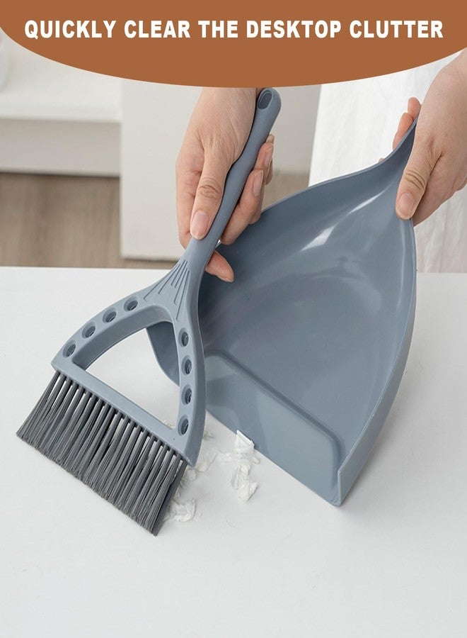 BSMstone Mini Broom and Dustpan Set Small Dust pan and Brush Set Perfect for Desk Office Camping Dorm RV Essentials (Blue Gray) - Image 2