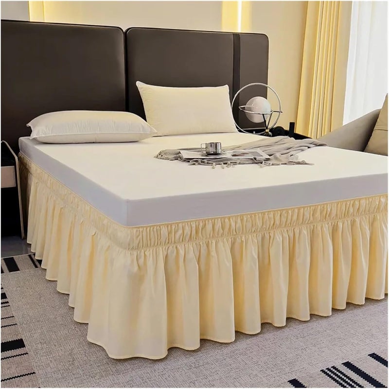 Wrap Around Ruffle Bed Skirt for Full Size Beds with 40 Cm Drop Pleated Bedskirt(Auratus,150x200x40cm (LxWxD)) - Image 1