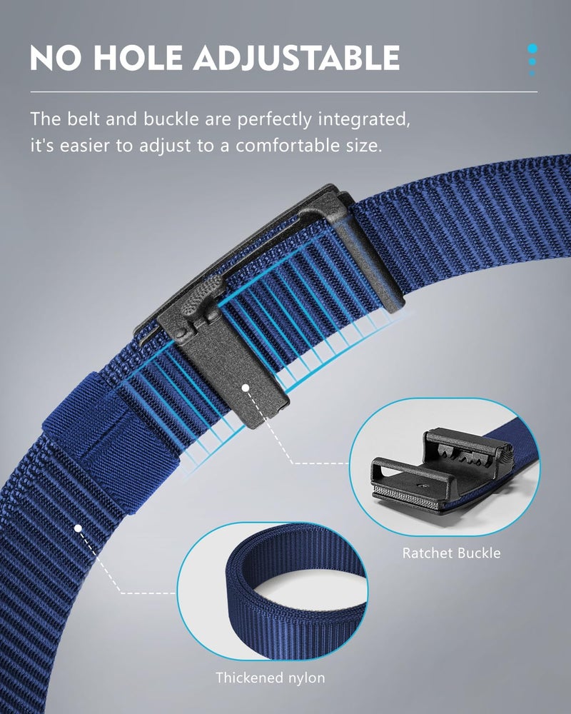 FAIRWIN Men's Ratchet Web Belt,1.25 inch Nylon Automatic Buckle Belt,No Holes Invisible Belt for Men - Image 3