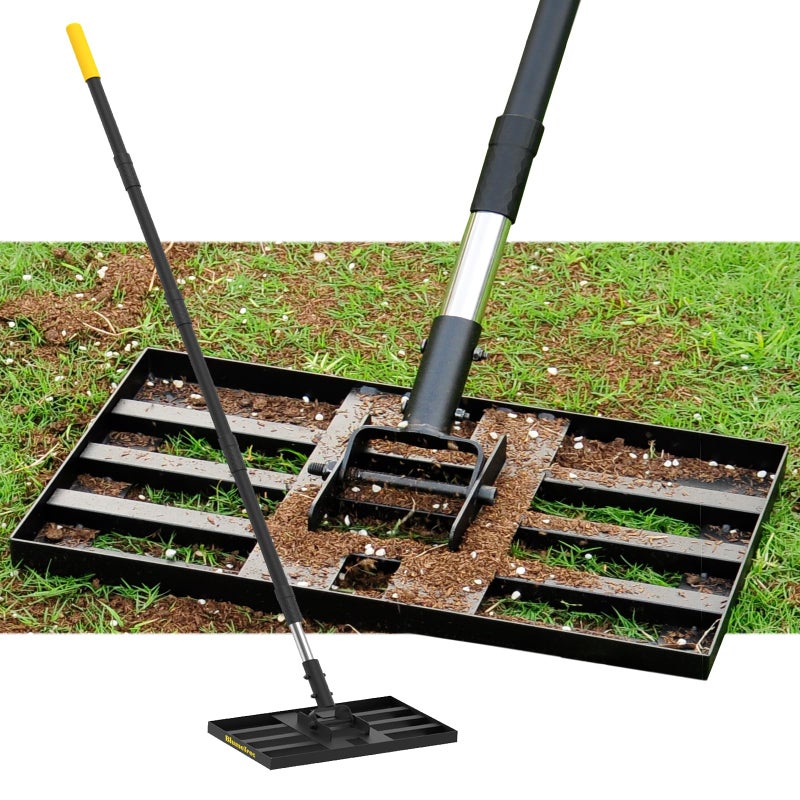 BlumeTrec Lawn Leveling Rake, 17"x10" Heavy Duty Sand Leveling Tool with 6.7FT Stainless Steel Long Handle, Golf Rake for Soil, Compost, Gravel, Lawn Leveler for Yard, Garden, Landscaping Level Tool - Image 1