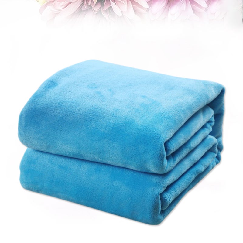 Color Flannel Fleece Blanket Couch Color Bed Blanket Sheet 120x200cm (Sky ) - Image 1