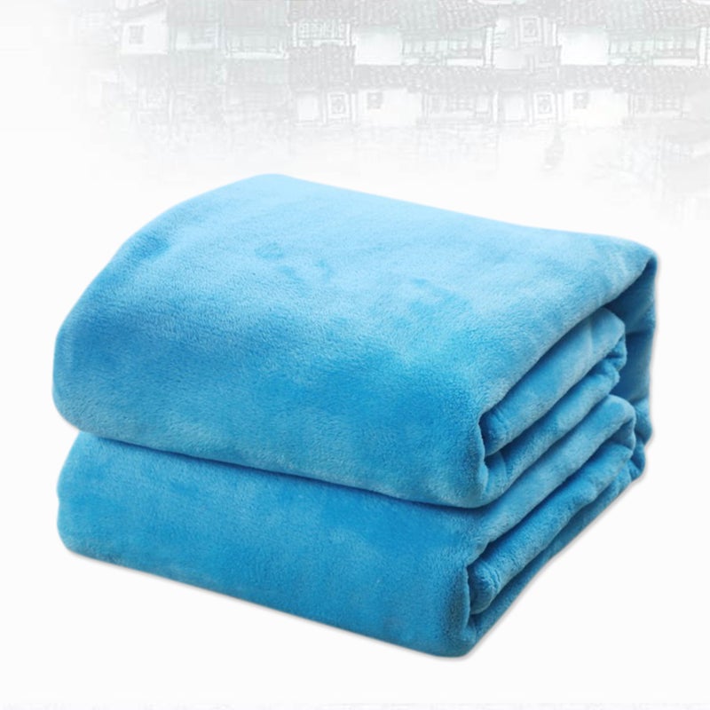 Color Flannel Fleece Blanket Couch Color Bed Blanket Sheet 120x200cm (Sky ) - Image 2