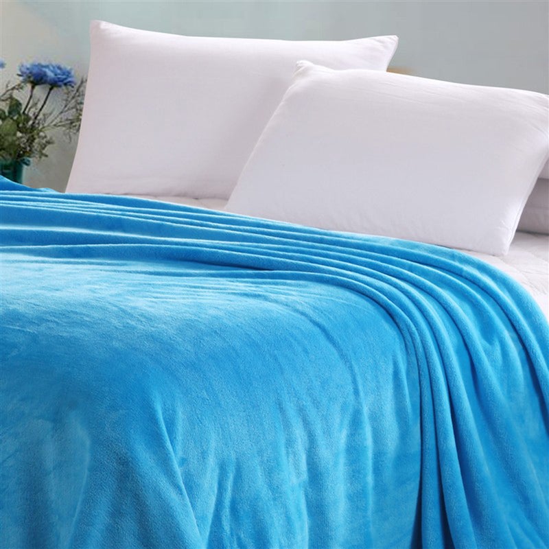 Color Flannel Fleece Blanket Couch Color Bed Blanket Sheet 120x200cm (Sky ) - Image 5
