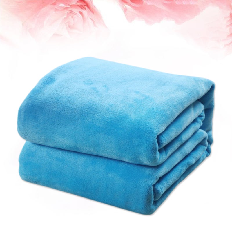 Color Flannel Fleece Blanket Couch Color Bed Blanket Sheet 120x200cm (Sky ) - Image 4