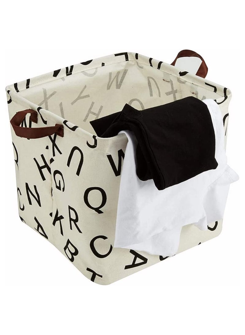 KASTWAVE Square Storage Basket Canvas Collapsible Organizer Bins for Book, Nursery, Kid's Toys, Closet and Laundry, Gift Baskets, Storage Basket Bin Set, Large Laundry Basket, Storage Basket - Image 2