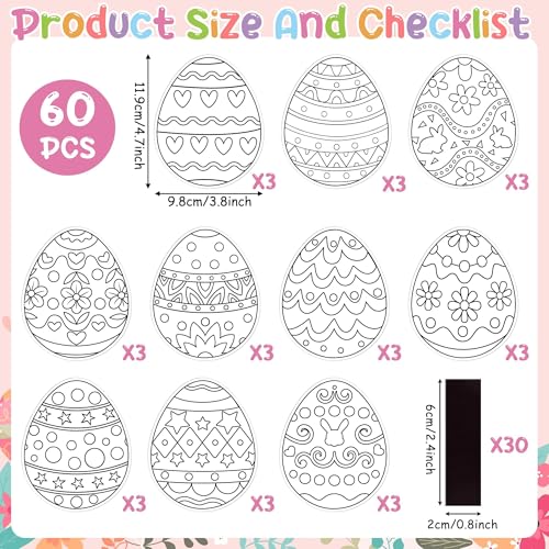 JAPBOR Easter Coloring Crafts Kits 30PCS Color Your Own Easter Egg Art Magnets for Kids Spring Bunny Rabbit DIY Colour Fridge Magnetic Stickers for Class School Draw Paint Activities Party Favor - Image 5