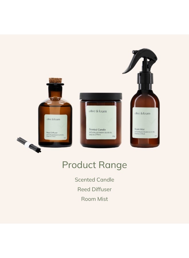 اولف اند فوم بخاخ معطر للغرف من Olive & Foam بزيت الزيتون الفلسطيني بعطر الميرمية والحمضيات، معطر منزلي يدوم طويلاً، مثالي لغرفة النوم والحمام والمكتب. - Image 2