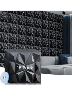 Necomi 16 Pcs 3D Wall Panel 3D Texture PVC Wallpaper Diamond Design Decorative Wall Cover For Living Room Lobby Bedroom Office Each 30x30cm  - Image 1