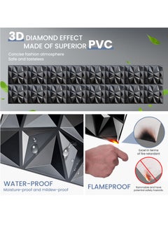 Necomi 16 Pcs 3D Wall Panel 3D Texture PVC Wallpaper Diamond Design Decorative Wall Cover For Living Room Lobby Bedroom Office Each 30x30cm  - Image 5