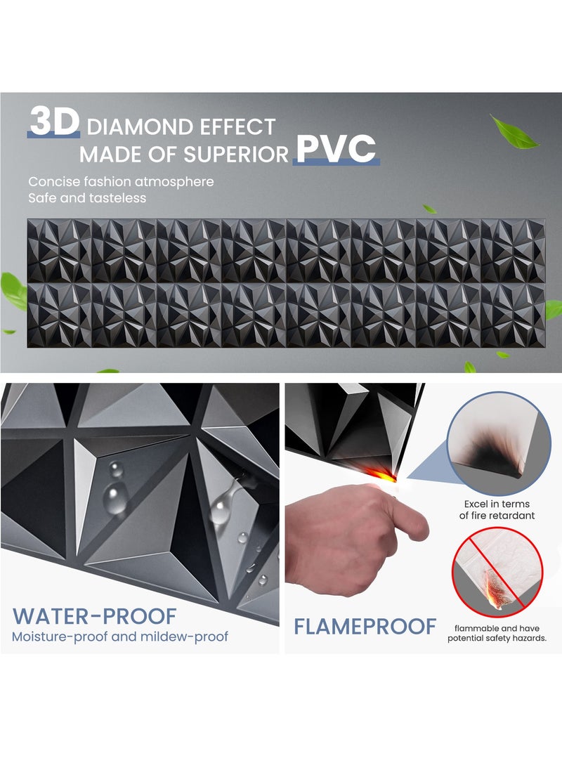 نكومي 16 قطعة لوحة حائط ثلاثية الأبعاد من مادة PVC ثلاثية الأبعاد بتصميم ماسي غطاء حائط مزخرف لغرفة المعيشة وغرفة النوم والمكتب كل منها 30 × 30 سم  - Image 5