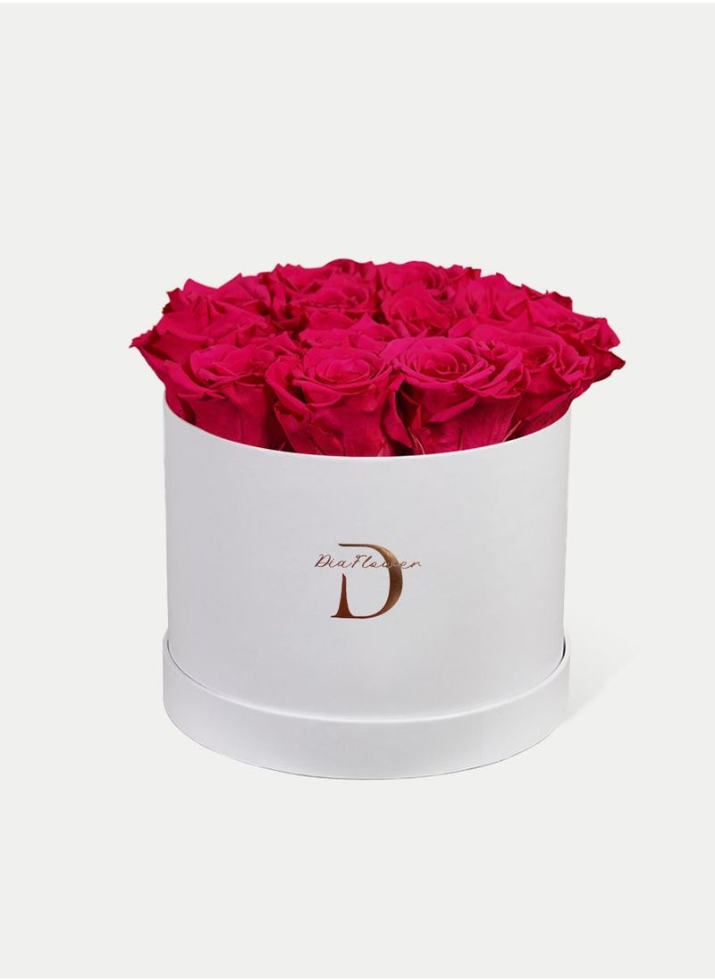 Dia FLOWER - Infinity Round Box, Shades Of Pink 14 ROSES MEDIUM - Image 1