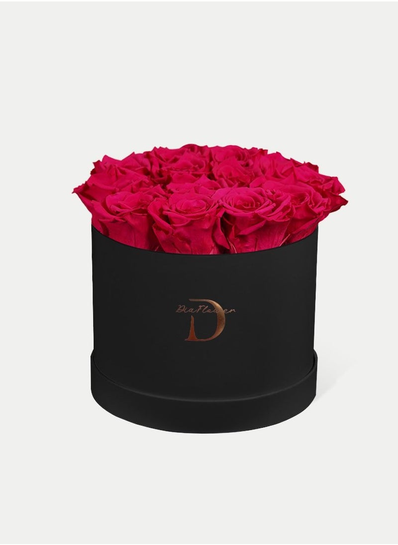 Dia FLOWER - Infinity Round Box, Shades Of Pink 14 ROSES MEDIUM - Image 1