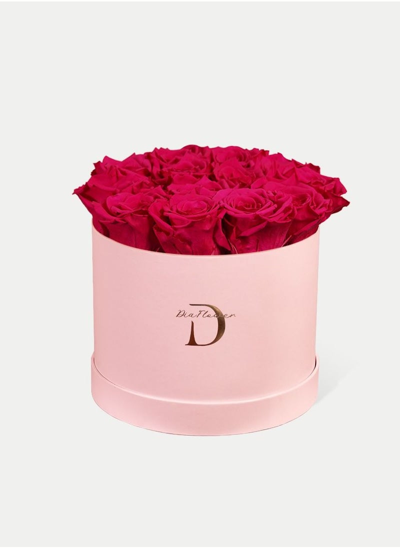 Dia FLOWER - Infinity Round Box, Shades Of Pink 14 ROSES MEDIUM - Image 1