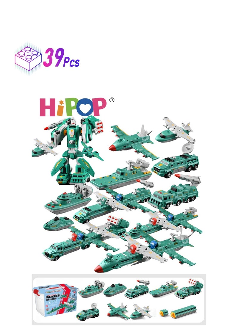 HIPOP - مكعبات بناء مغناطيسية تحتوي على 39 جسيمًا كبيرًا، ألعاب قابلة للتشوه، مؤثرات صوتية تناظرية، ألعاب مجمعة - Image 1