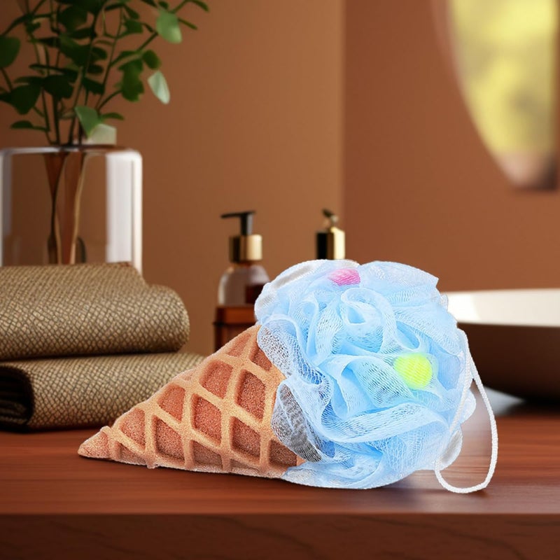 4pcs Ice Cream Bath Sponge Loofah Set Exfoliating Soft Mesh Shower Scrubber for Body Wash and Bathing Accessories - Image 4