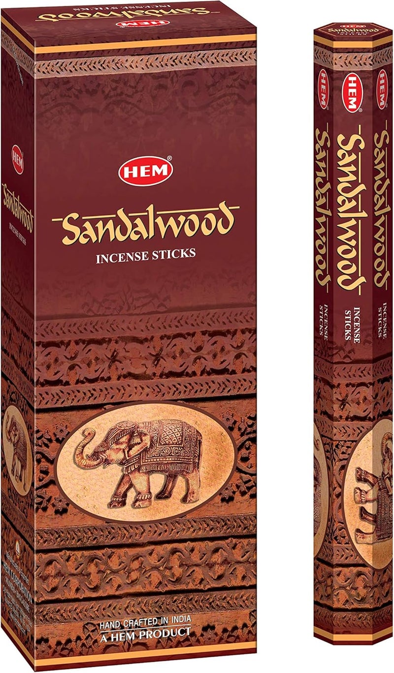 HEM Sandalwood Incense Sticks - Pack of 6 (120 Sticks) - 301g - Image 1