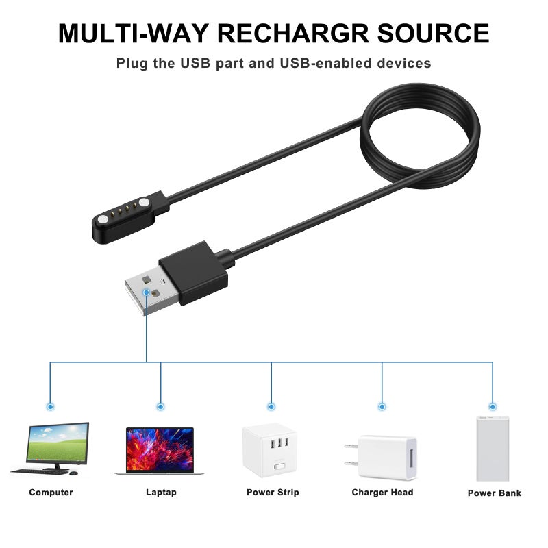 Replacement Magnetic Charging Cable for Bone Conduction Headphones, USB Charger Cord for 4-pin Interface Bone Conduction Headphones, Smartbands, and Smartwatches (7.62mm Pitch) - Image 5