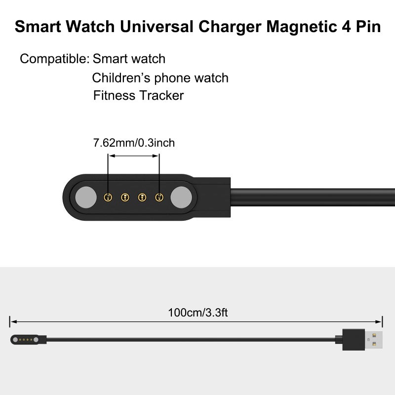 Replacement Magnetic Charging Cable for Bone Conduction Headphones, USB Charger Cord for 4-pin Interface Bone Conduction Headphones, Smartbands, and Smartwatches (7.62mm Pitch) - Image 4