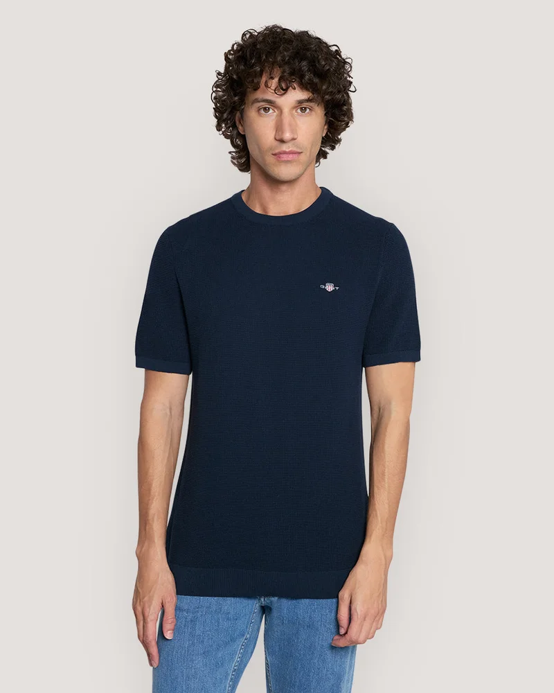 غانت Gant Micro Textured Cotton Ss C-Neck