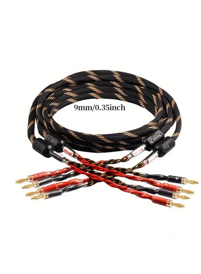 YYAUDIO Premium HiFi Speaker Cables 8 Strands Standard Version 2 Meter 78.74 Inch Pair High End OCC Composite Banana Plug Speakers Male to Male Connector Black with Red White Stripes - Image 2