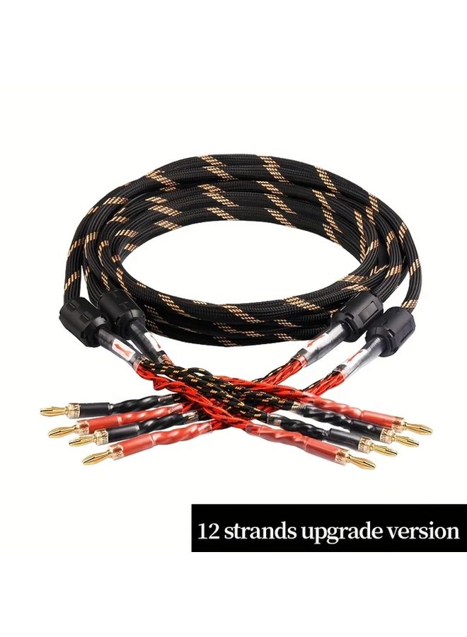 YYAUDIO Premium HiFi Speaker Cables 8 Strands Standard Version 2 Meter 78.74 Inch Pair High End OCC Composite Banana Plug Speakers Male to Male Connector Black with Red White Stripes - Image 4