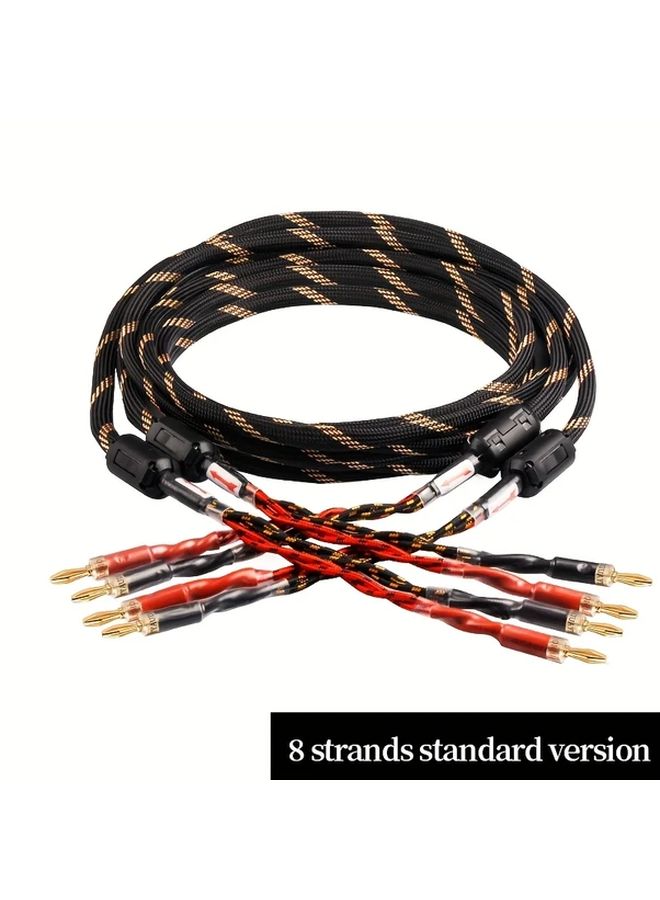 YYAUDIO Premium HiFi Speaker Cables 8 Strands Standard Version 2 Meter 78.74 Inch Pair High End OCC Composite Banana Plug Speakers Male to Male Connector Black with Red White Stripes - Image 3