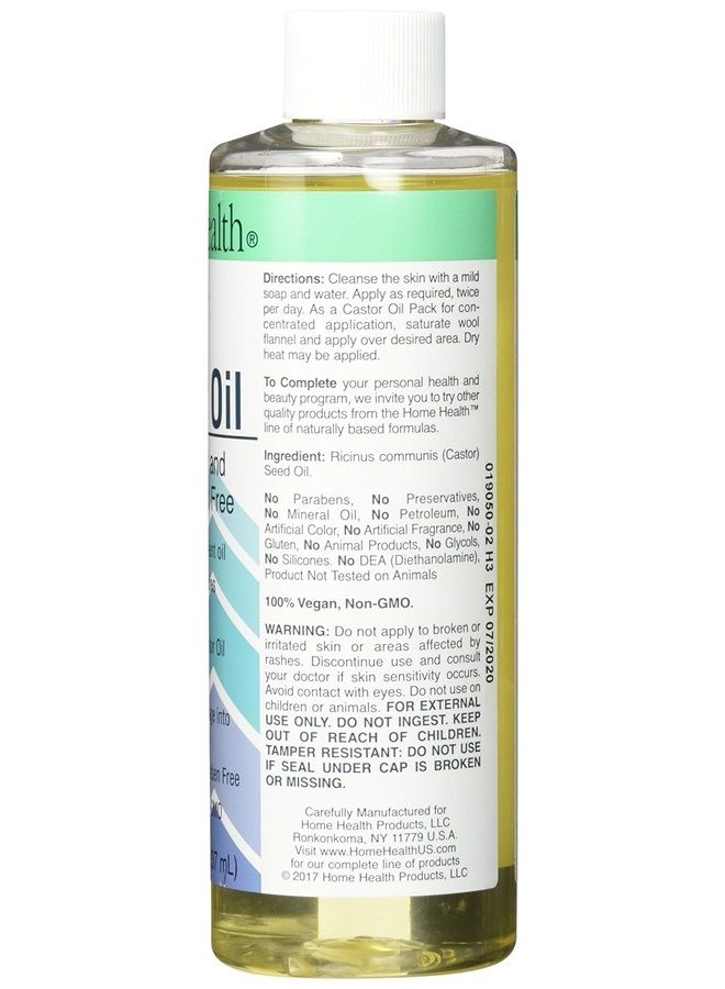 Home Health زيت الخروع الأصلي - 8 أونصة سائلة - يعزز صحة الشعر والبشرة، مرطب طبيعي للبشرة - نقي، معصور على البارد، غير معدل وراثيًا، خالي من الهكسان، خالي من المذيبات، خالي من البارابين، نباتي - Image 2
