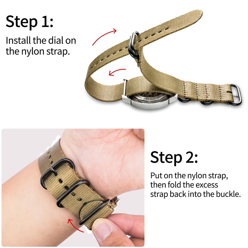 Ritche Christmas Gift 20mm Light Tan Military Ballistic Nylon Strap With Black Heavy Buckle Bands for Omega x Swatch Moonswatch Compatible with Timex weekender watch band, White Elephant Gifts, Stocking Stuffers for Men - Image 5