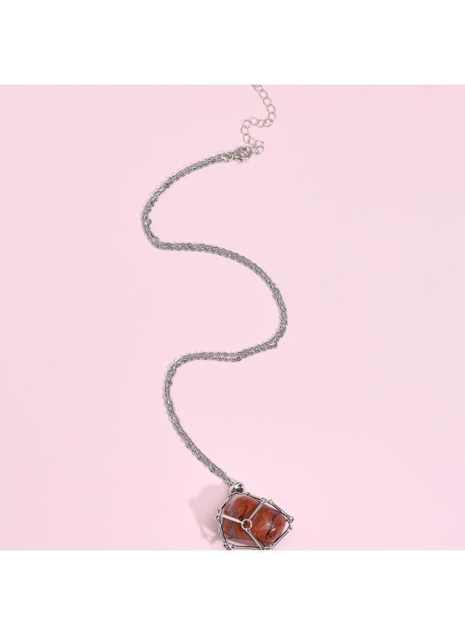 New Popular Fashion Simple Metal Bamboo Mesh Bag Necklace Woven Adjustable Women's Pendant Necklace