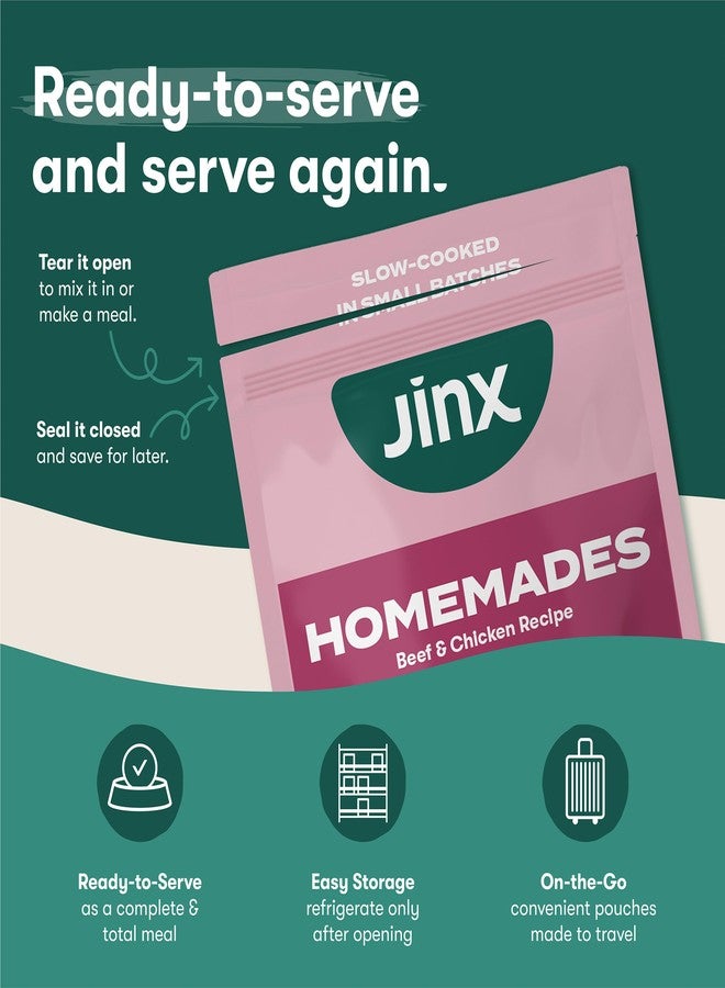 Jinx Beef & Chicken Grain Free Wet Dog Food Pouches, Meal or Dog Food Topper Mix-in, Made with Real Beef & Chicken, Bone Broth, No Fillers - Puppy, Adult, Senior, 9oz, 6 Pack - Image 5