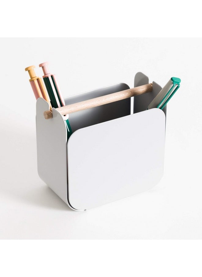U Brands Metal Pencil Cup Desktop Accessory Arc Collection Grey  - Image 3