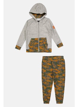 7 FOR ALL MANKIND Toddlers Boy 2 Pieces Hooded And Pant Set, Grey Combo  - Image 1