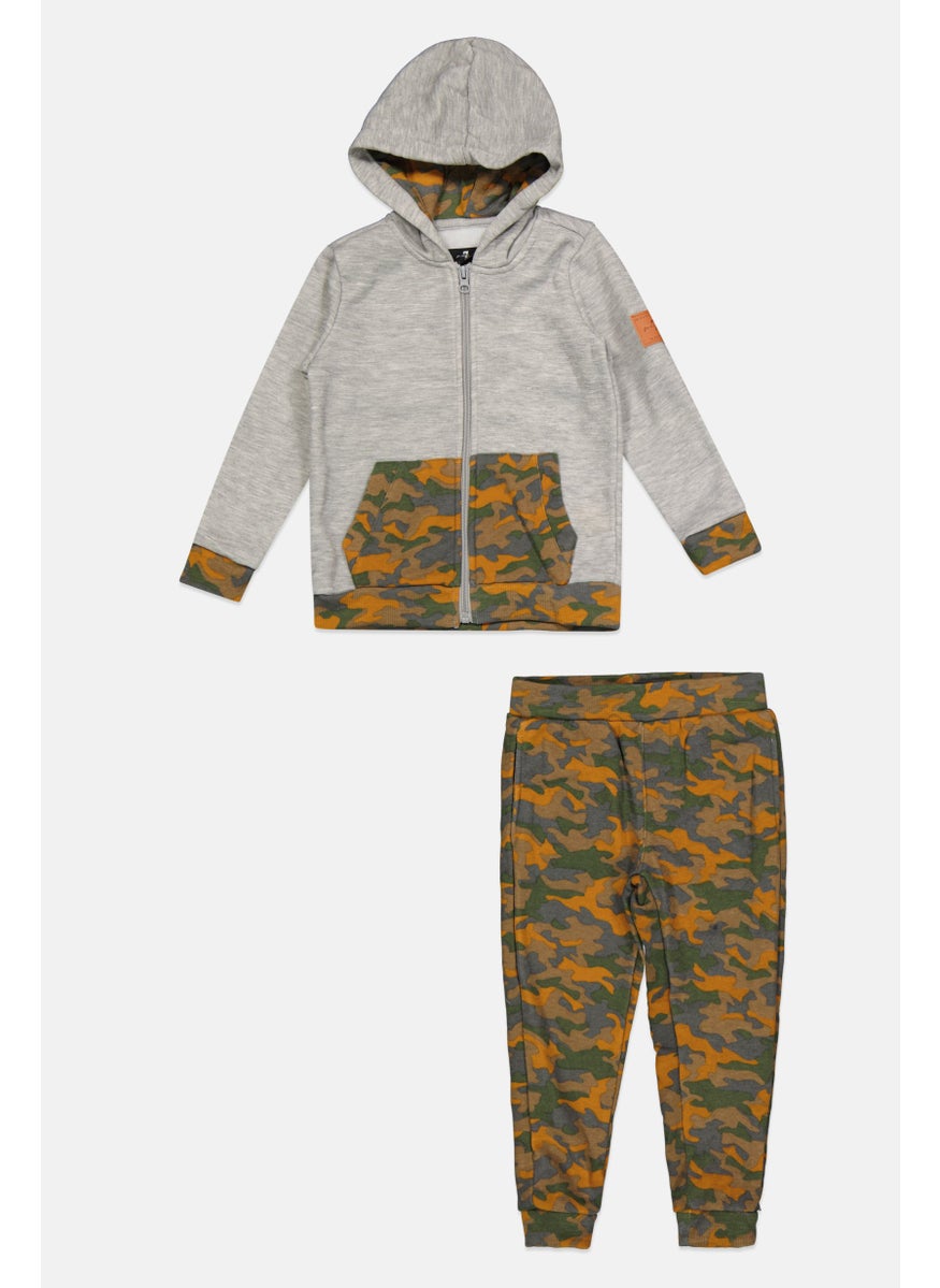 7 FOR ALL MANKIND - Toddlers Boy 2 Pieces Hooded And Pant Set, Grey Combo - Image 1