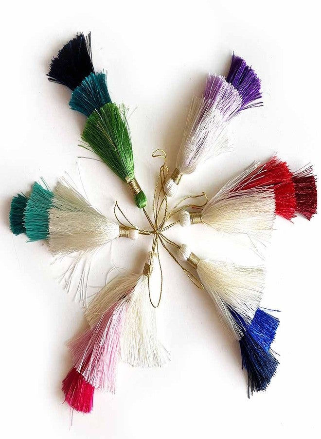 Adikala Set of 10/20 Three Color Mix Fancy Silk Tassels Latkan for Perfect Embellishments for Suit, Kurti, Gown, Saree, Blouse, Dupatta, Lehenga & Jewelry, DIY Art & Craft 15CM (10, Multi Color) - Image 1