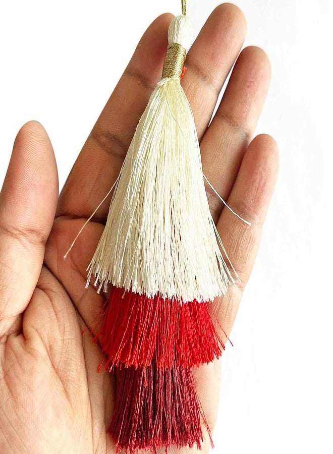 Adikala Set of 10/20 Three Color Mix Fancy Silk Tassels Latkan for Perfect Embellishments for Suit, Kurti, Gown, Saree, Blouse, Dupatta, Lehenga & Jewelry, DIY Art & Craft 15CM (10, Multi Color) - Image 2