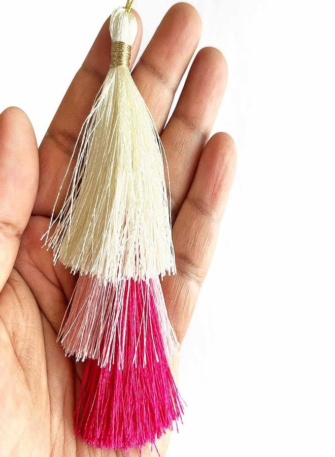 Adikala Set of 10/20 Three Color Mix Fancy Silk Tassels Latkan for Perfect Embellishments for Suit, Kurti, Gown, Saree, Blouse, Dupatta, Lehenga & Jewelry, DIY Art & Craft 15CM (10, Multi Color) - Image 4