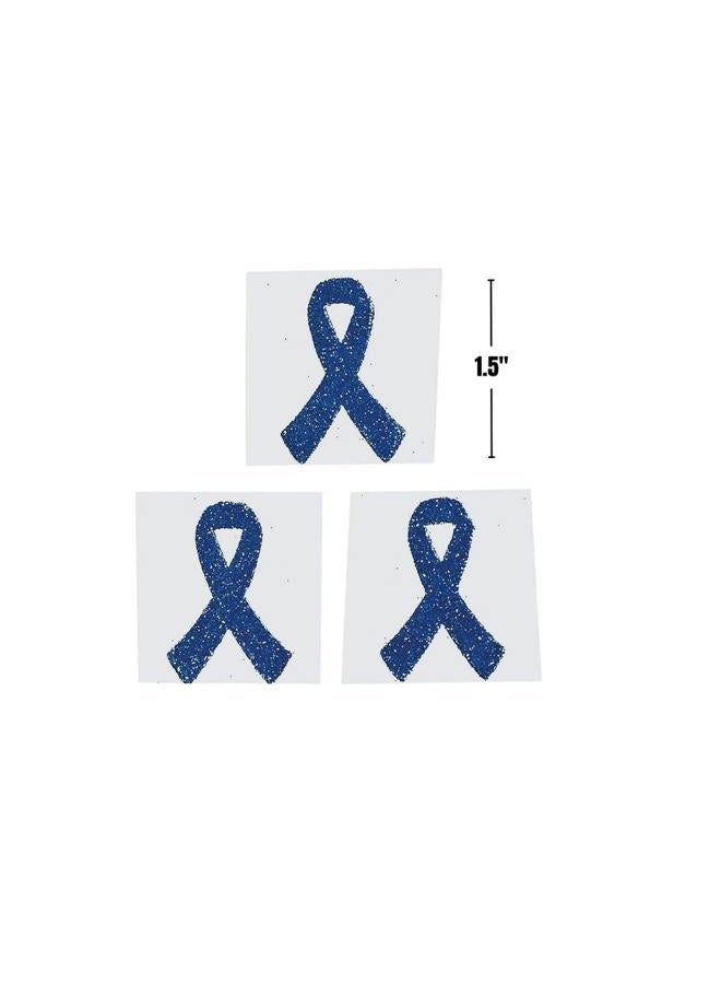 Fun Express Blue Ribbon Tattoo Stickers - Apparel Accessories - Temporary Tattoos - Glitter Tattoos - 12 Pieces - Image 2