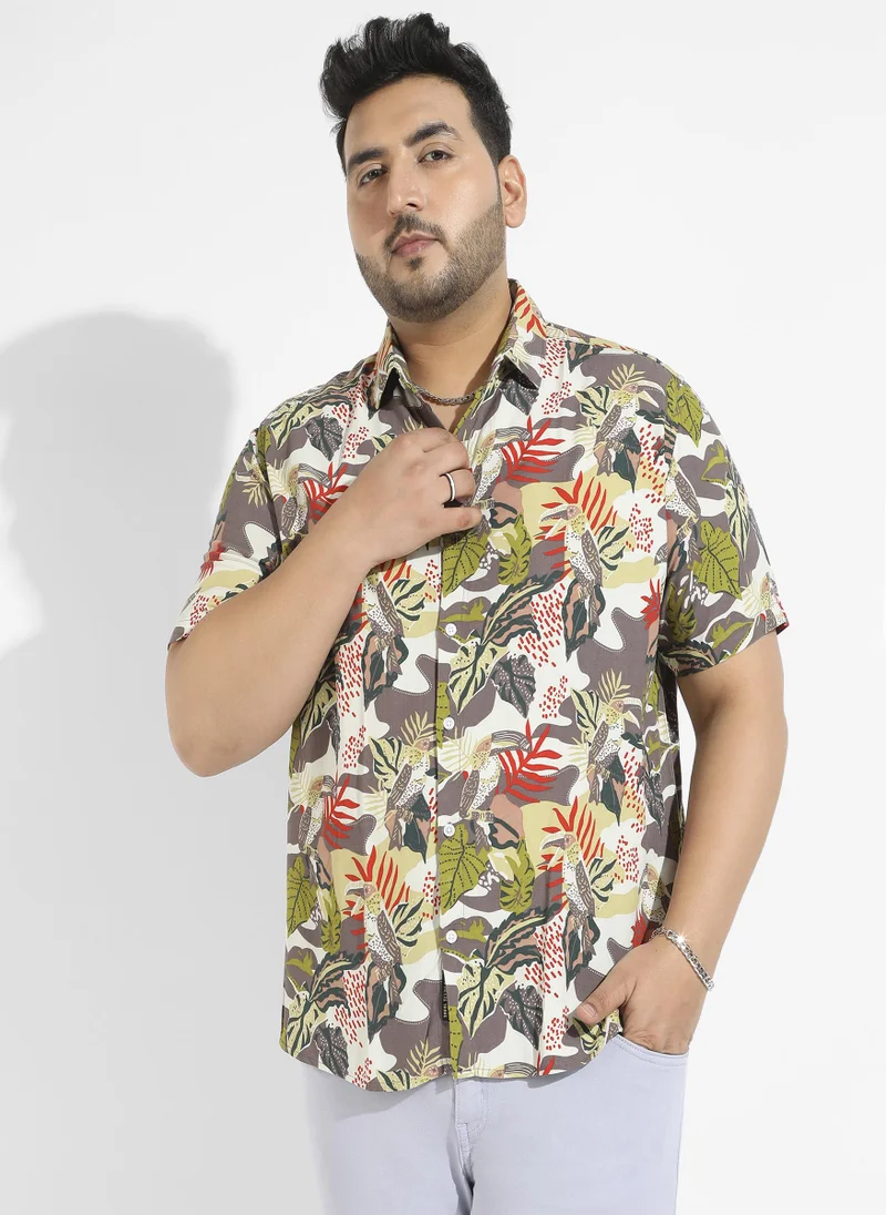 Instafab Plus Men's Multicolour Artistic Jungle Shirt