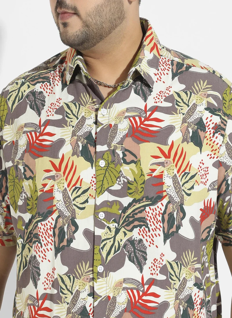 Instafab Plus Men's Multicolour Artistic Jungle Shirt