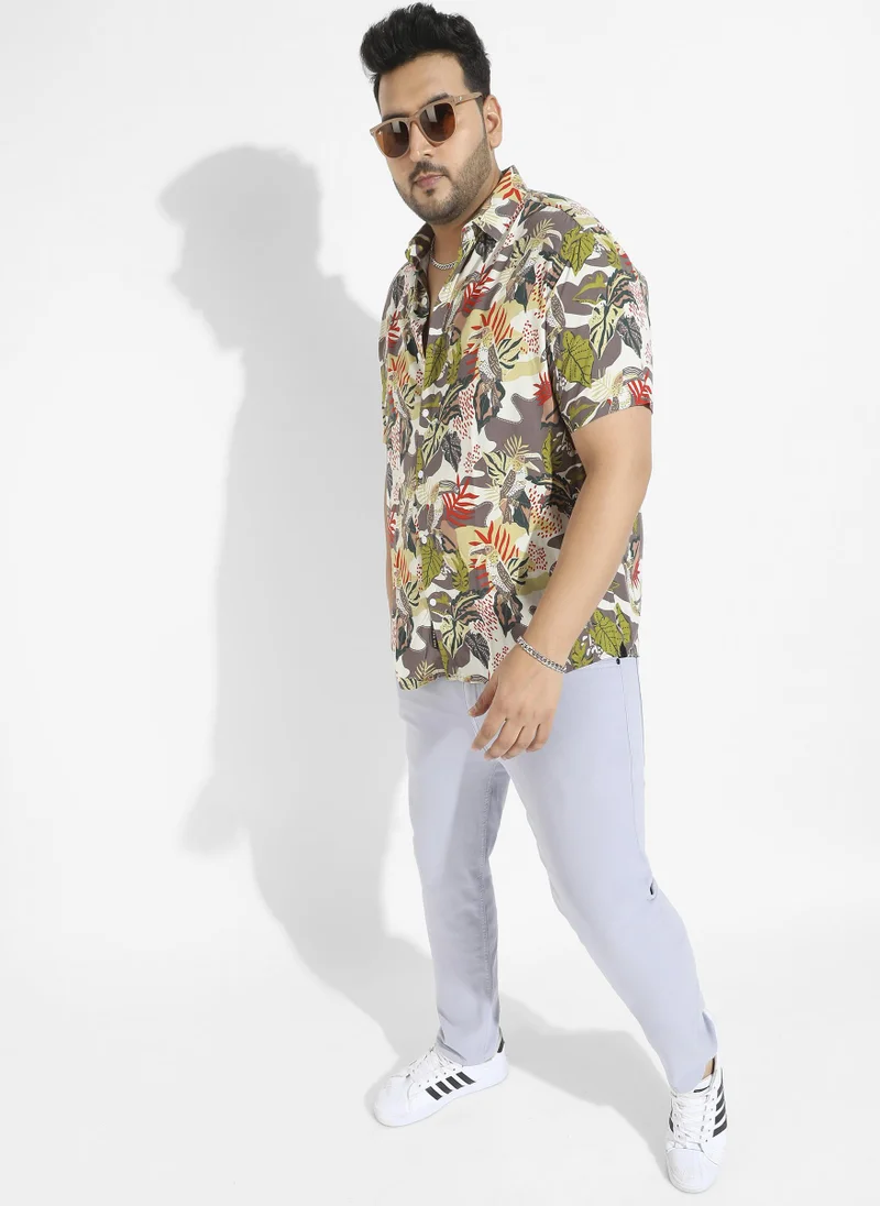 Instafab Plus Men's Multicolour Artistic Jungle Shirt