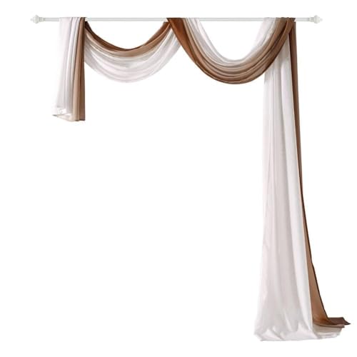 NAPEARL Window Scarf Valance, Curtain Scarf for Windows, Valance for Ceremony Backdrop, Wedding Arch Draping Fabric, Kids Bedroom, Decorative Swag Curtain 216 Inches, Brown - Image 2