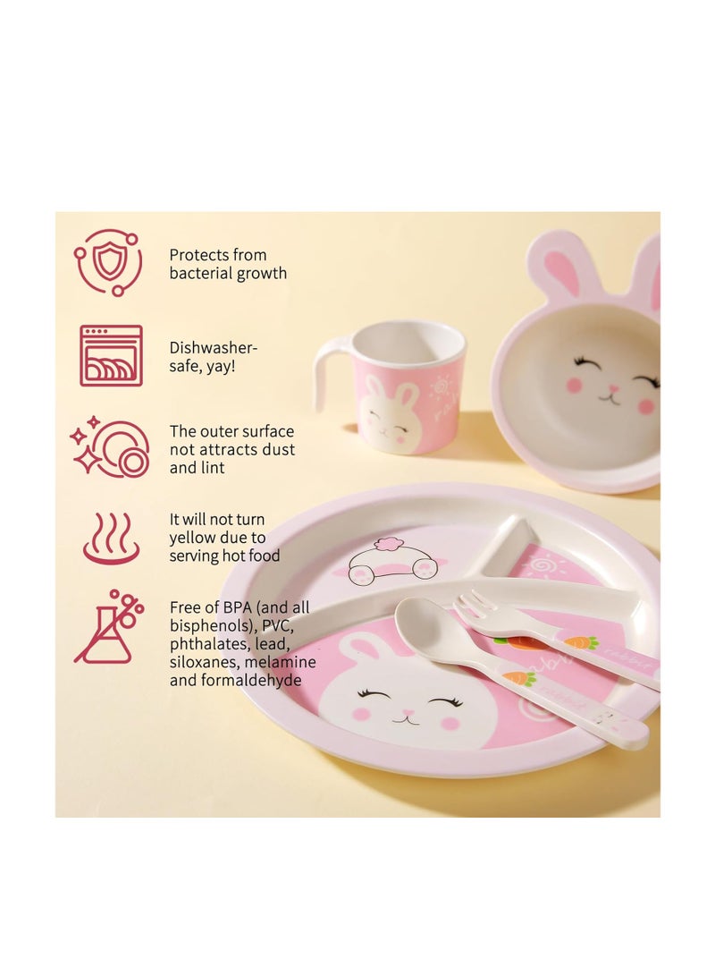 Factory Price 5 Piece Bunny Bamboo Tableware Set - Image 4