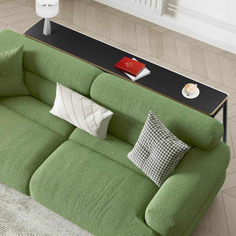 MAIDERN مايدرن 63 × 7.9 بوصة غطاء طاولة ضيق، غطاء طاولة كونسول قابل للعكس من الجلد والفلين، واقي طاولة طويل نحيف لطاولة الأريكة، المدخل، الخزانة الجانبية، الممر، أو طاولة البوفيه (أسود) - Image 2