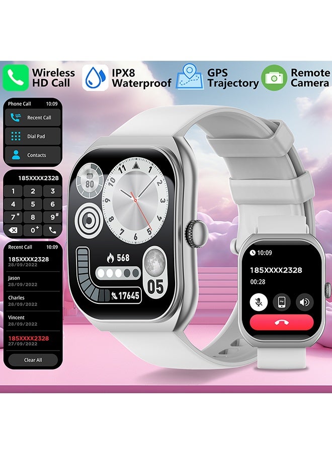 RollsTimi Smart Watch for Men Women Compatible with iOS Android Phone,2.01" Full Touchscreen 1 ATM Waterproof Smartwatch,Fitness Tracker with Make/Recive Call 123+ Sport Modes Sleep Monitor,Grey