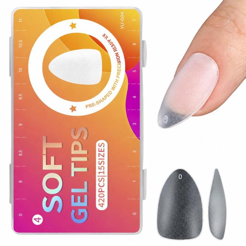 Ultra Short Frosted Nail Tips 06 Transparent Ultra Thin Seamless - No Filing Almond Shaped for Beginners - Image 4