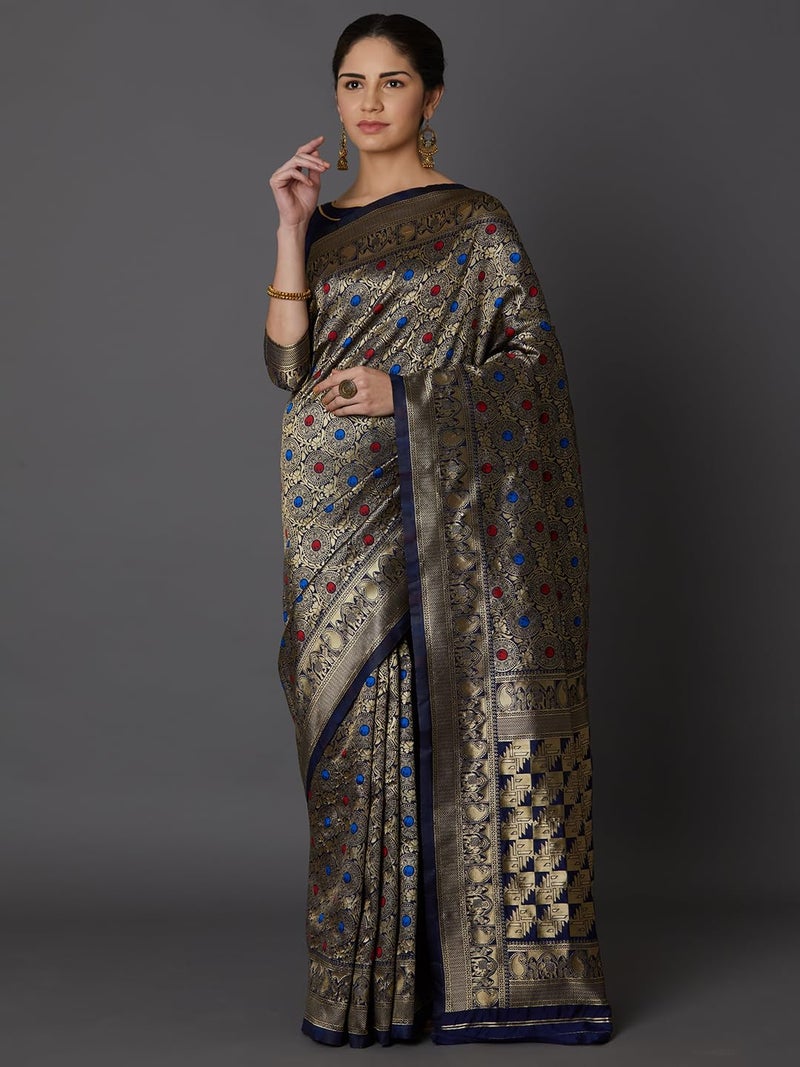 LACOSSI Pure Fancy Kanjivaram Jacquard Silk Saree Banarasi Silk Saree Rich Pallu Design Woven Jacquard Trendy Special Occassion Wear With Unstitched Blouse Piece 2025 Trendy (Apple-2801) - Image 3