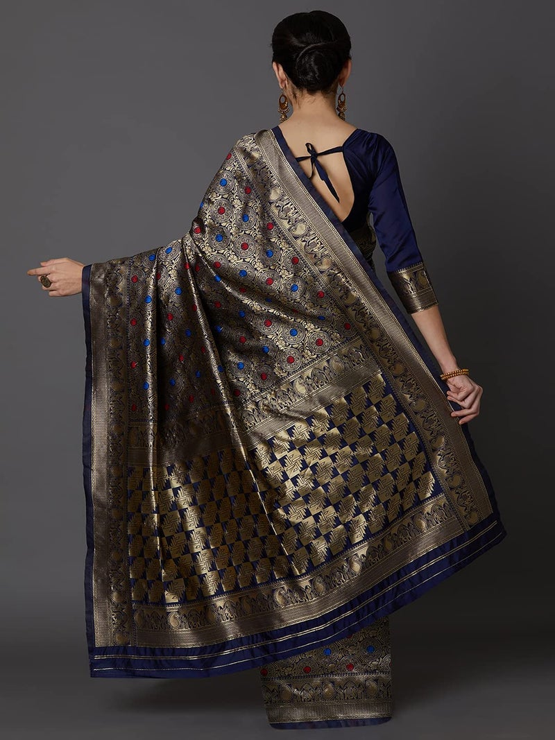LACOSSI Pure Fancy Kanjivaram Jacquard Silk Saree Banarasi Silk Saree Rich Pallu Design Woven Jacquard Trendy Special Occassion Wear With Unstitched Blouse Piece 2025 Trendy (Apple-2801) - Image 5